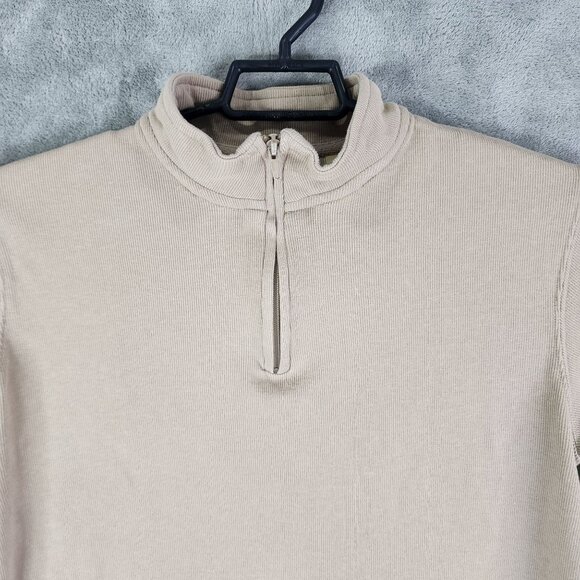 Mens Taupe Sun River Pullover Sweater 1/4 Zip Long Sleeve 100% Cotton Size L - Picture 4 of 11